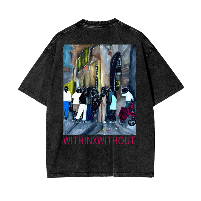 Italian Street Scene Acid Wash T-Shirt